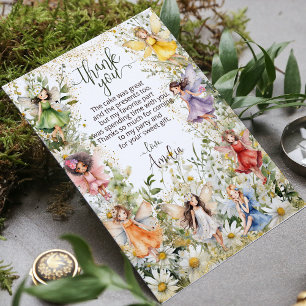 Kleurrijke Schattige Flower Fairies Glitter Script Bedankkaart
