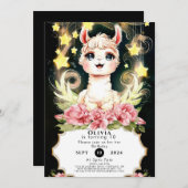 Kleurrijke Schattige Llama Verjaardag Kaart (Voorkant / Achterkant)