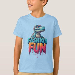 Kleurrijke Schattige T-Rex Met Mode Pret Typografi T-shirt