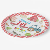 Kleurrijke Schattigee Boerderijdieren Barnyard 1e Papieren Bordje (Gekanteld)