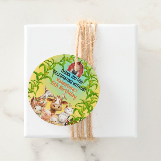 Kleurrijke Schattigee boerderijdieren rode schuur Bedankjes Labels (In situ)