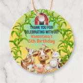 Kleurrijke Schattigee boerderijdieren rode schuur Bedankjes Labels (Voorkant)