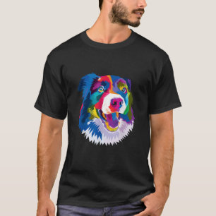 Kleurrijke Schattigee Border Collie Vibrant Canine T-shirt