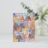 Kleurrijke Schattigee Cat Crowd Pattern Whimsical  Briefkaart (Staand voorkant)