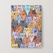Kleurrijke Schattigee Cat Crowd Pattern Whimsical  Button (Voorkant)