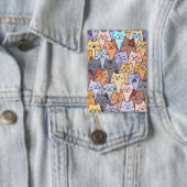 Kleurrijke Schattigee Cat Crowd Pattern Whimsical  Button (Insitu)