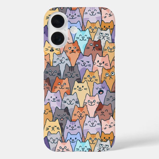 Kleurrijke Schattigee Cat Crowd Pattern Whimsical  Case-Mate iPhone Case (Achterkant)