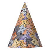 Kleurrijke Schattigee Cat Crowd Pattern Whimsical Feesthoedjes (Achterkant)