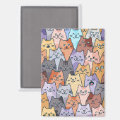Kleurrijke Schattigee Cat Crowd Pattern Whimsical  Magneet (Voorkant / Achterkant)
