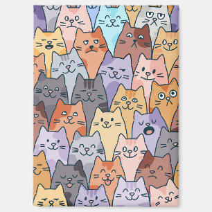 Kleurrijke Schattigee Cat Crowd Pattern Whimsical  Magneet
