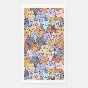 Kleurrijke Schattigee Cat Crowd Pattern Whimsical  Servet