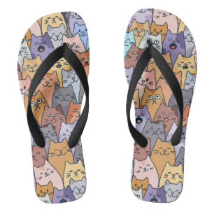 Kleurrijke Schattigee Cat Crowd Pattern Whimsical  Teenslippers