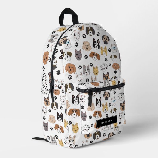 Kleurrijke Schattigee Grappige Honden & Dog Paw Cu Bedrukte Rugzak (Achterkant Hoek Links)