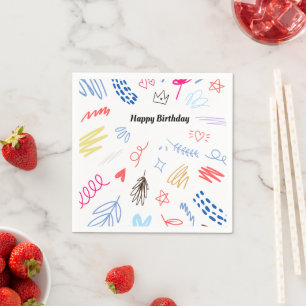 Kleurrijke Schattigee Happy Birthday Party Papier Servet