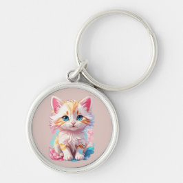 Kleurrijke Schattigee Kawaii Kitten Sleutelhanger