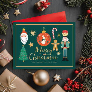 Kleurrijke Schattigee Kerst Familie Cookie Kaart