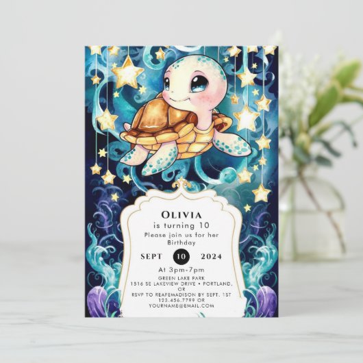 Kleurrijke Schattigee Kinderen schildpad Verjaarda Kaart (Staand voorkant)