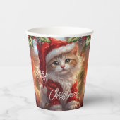 Kleurrijke Schattigee kitten kerst Papieren Bekers (Voorkant)