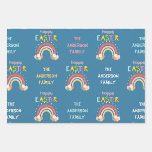 Kleurrijke Schattigee paaskonijntjes regenboog gep Inpakpapier Vel