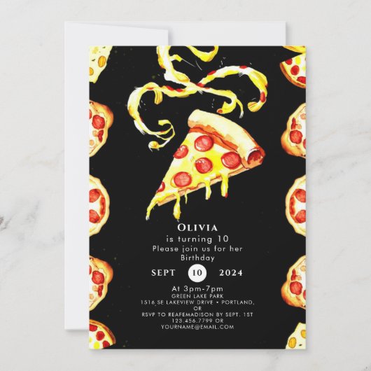 Kleurrijke Schattigee Pizza Verjaardag Kaart (Voorkant)