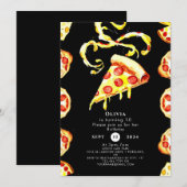 Kleurrijke Schattigee Pizza Verjaardag Kaart (Voorkant / Achterkant)