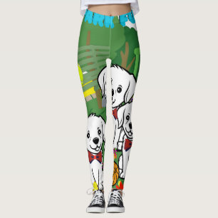 Kleurrijke Schattigee Trendy Witte Puppies Park Vr Leggings