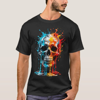 Kleurrijke Schedel Gothische Rebellie Kunst T-shirt