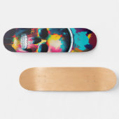 Kleurrijke schedel met hoofdtelefoonontwerp skateboard (Horizontaal)