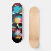 Kleurrijke schedel met hoofdtelefoonontwerp skateboard (Voorkant)