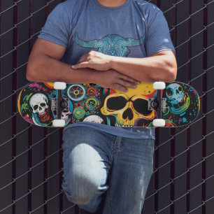 Kleurrijke schedels Schaats Deck Skateboard