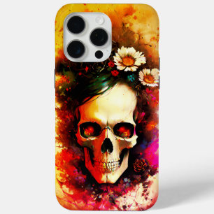 Kleurrijke schedels versierd met bloemen iPhone 15 pro max hoesje