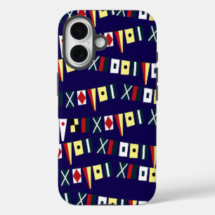 Kleurrijke scheepsvlaggen Donkerblauwe telefoonhoe iPhone 16 Hoesje