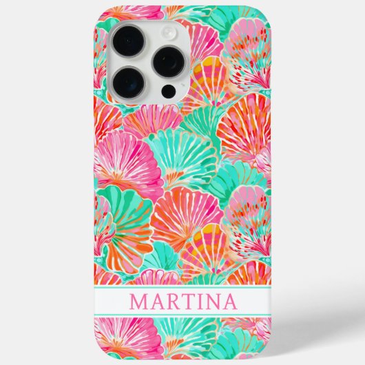 Kleurrijke Schelpen met Monogram Case-Mate iPhone Case (Achterkant)