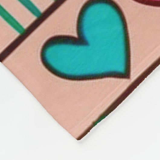 Kleurrijke schets-achtige harten, linten en monogr fleece deken (Hoek)