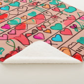 Kleurrijke schets-achtige harten, linten en monogr sherpa deken (3/4)