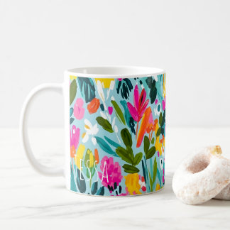 Kleurrijke Schilderachtige Botanische Kunst Koffiemok