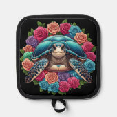 Kleurrijke Schildpad Illustratie Omgeven Door Roze Pannenlap (Voorkant)