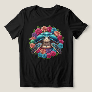 Kleurrijke Schildpad Illustratie Omgeven Door Roze Tri-Blend Shirt