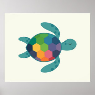 Kleurrijke Schildpad met Geometrische Schelp Baby Poster