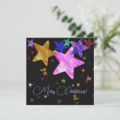 Kleurrijke schitterende sterren- Prettig kerstfees (Staand voorkant)