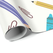 Kleurrijke School Crayons en Potloden Patroon Cadeaupapier (Rol Hoek)