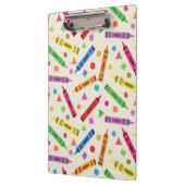 Kleurrijke School Crayons met Vormen Patroon Klembord (Links)