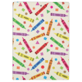 Kleurrijke School Crayons met Vormen Patroon Klembord (Achterkant)