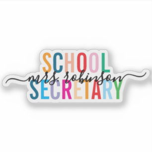 Kleurrijke School Secretaris Gepersonaliseerde Scr Sticker