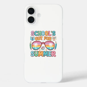 Kleurrijke "School's Out" Sunset Design iPhone 16 Plus Hoesje