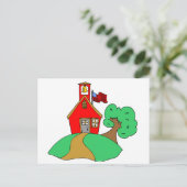 Kleurrijke schooltekening briefkaart (Staand voorkant)