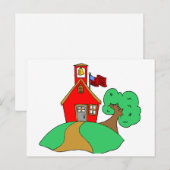 Kleurrijke schooltekening briefkaart (Voorkant / Achterkant)