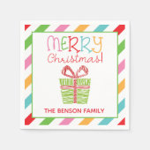 Kleurrijke Scribble Christmas Present Party servet (Voorkant)