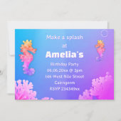 Kleurrijke Seahorse Party uitnodiging (Voorkant)