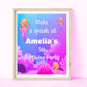 Kleurrijke Seahorse Party Welkom Perfect Poster